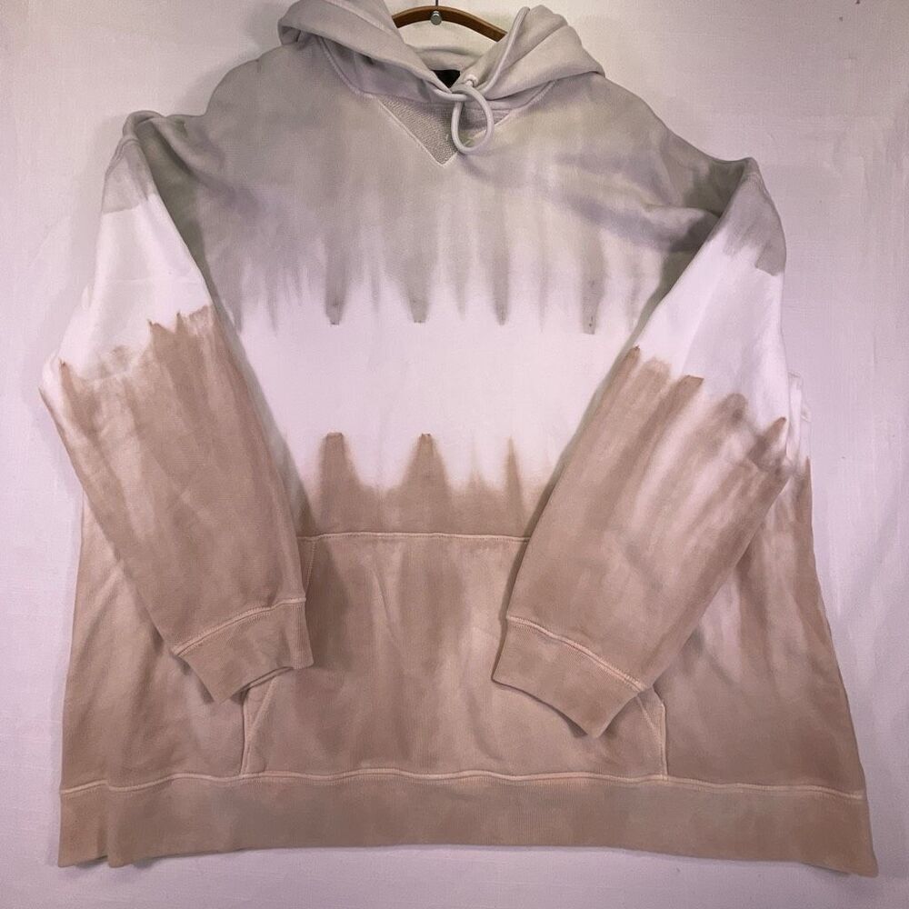 Atm Gray White Brown Pullover French Terry Tie Dye Oversized Hoodie Size Small